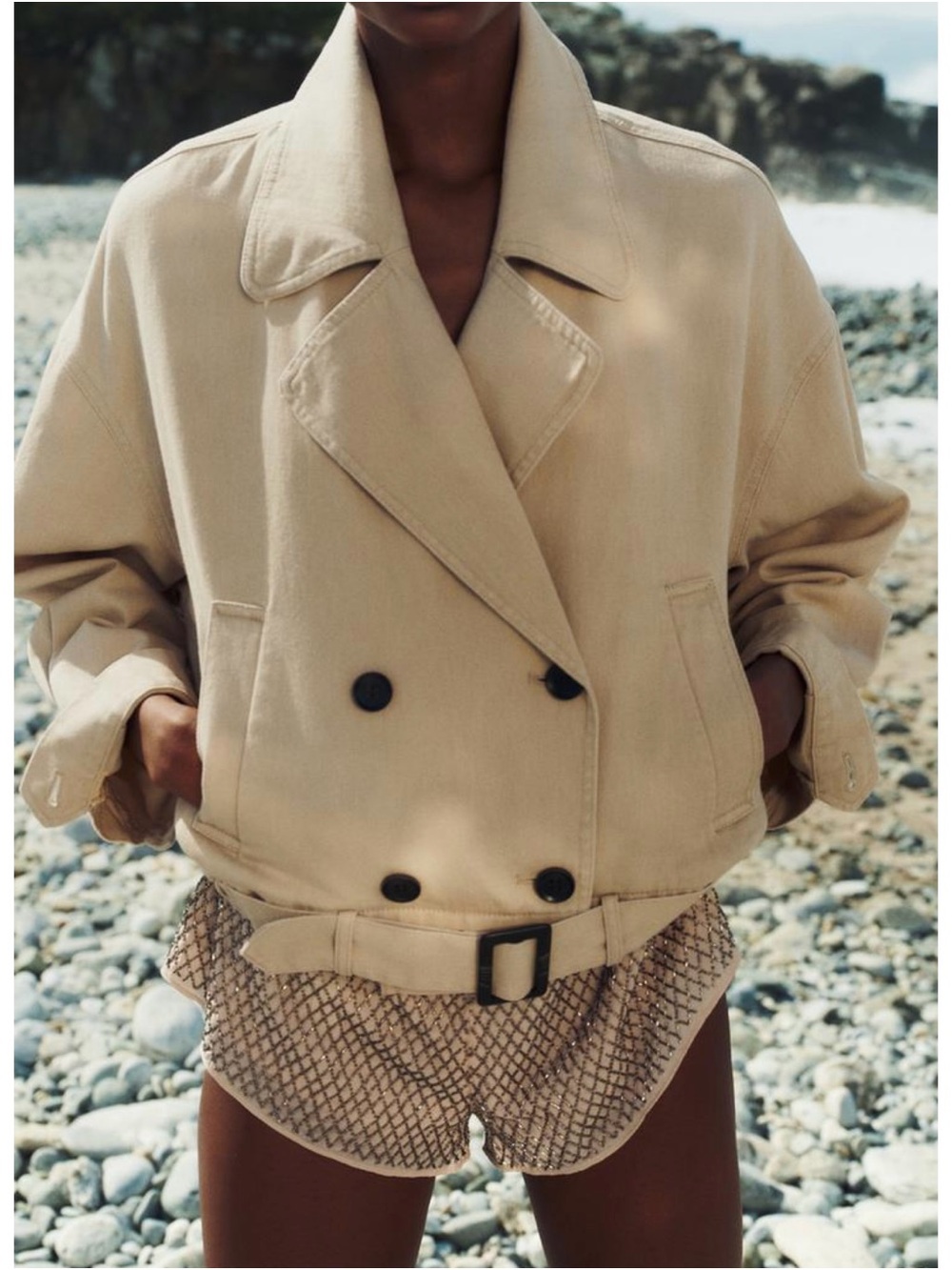 ZARA Karmarli Karta Double-Breasted Beige Trench Jacket